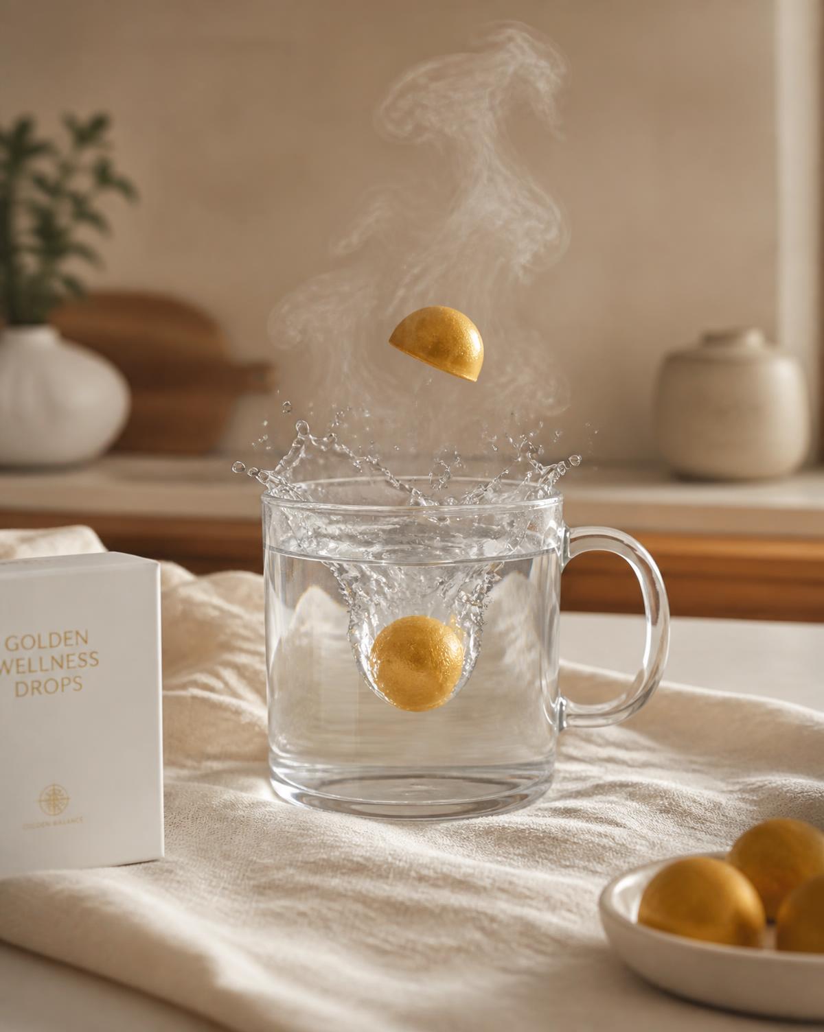 A DEO drop falling into hot water